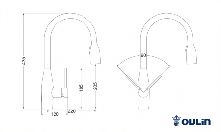 Смеситель для кухни Oulin OL-8016