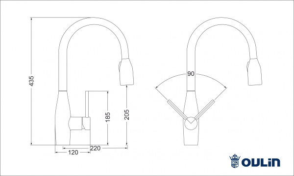 Смеситель для кухни Oulin OL-8016 Смеситель для кухни Oulin OL-8016