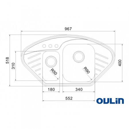 Кухонная мойка (97х52) Oulin OL-310