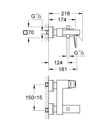 Смеситель для ванны GROHE Eurocube 23140 DC0 (23140DC0) суперсталь