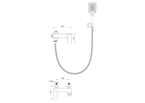 Смеситель для ванны с душем WONZON & WOGHAND FIT, хром WW-88639009-CR