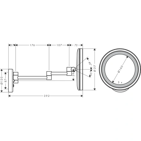 Косметическое зеркало с подсветкой Hansgrohe Logis Universal 73570000 хром
