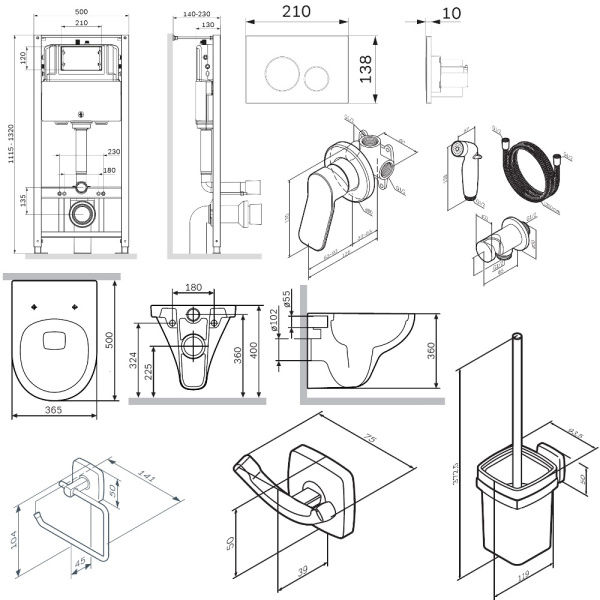 Комплект унитаза с инсталляцией и аксессуарами AM.PM Inspire V2.0 CK90GJ