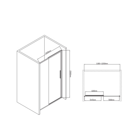 Душевая дверь Vincea Slim-U VDS-2SU120CL, (120х200)  хром, стекло прозрачное