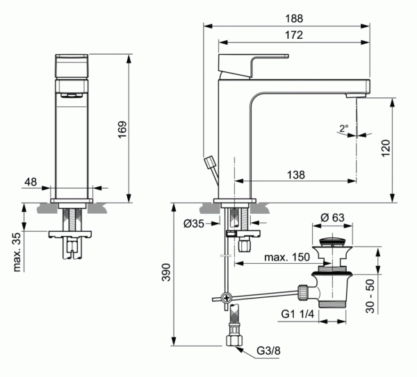 Смеситель для раковины Ideal Standard Edge A7106AA