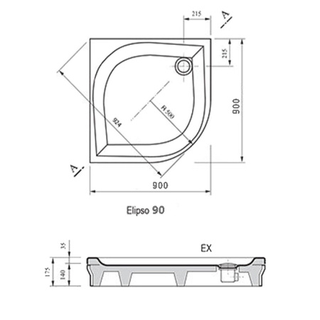 Душевой поддон Ravak Galaxy Elipso-90 A227701310