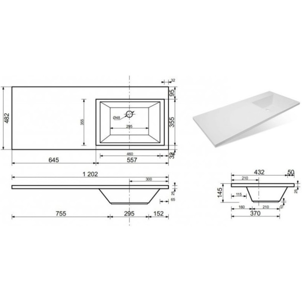 Раковина Style Line Даллас 120х48 СС-00000394 правая