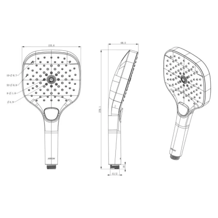 Душевая лейка Arrow AG3905CP, 3 режима, цвет хром