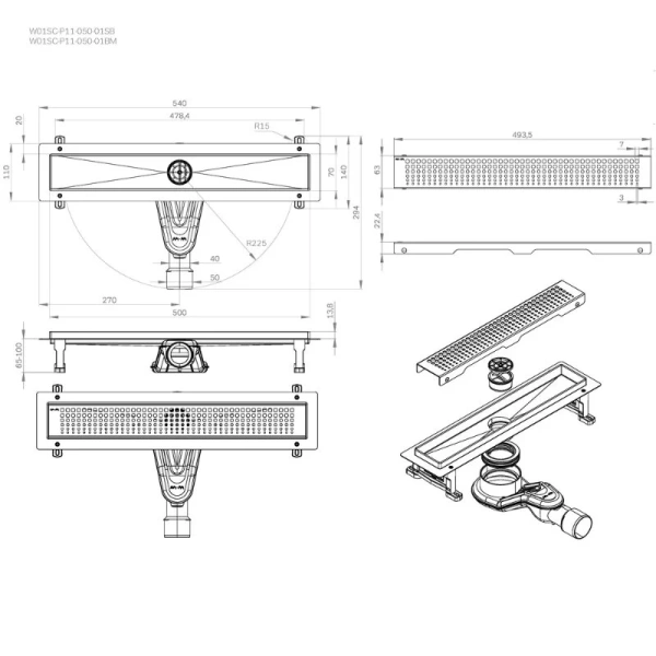 Душевой лоток 50 см Am.Pm MasterFlow W01SC-P11-050-01SB хром матовый