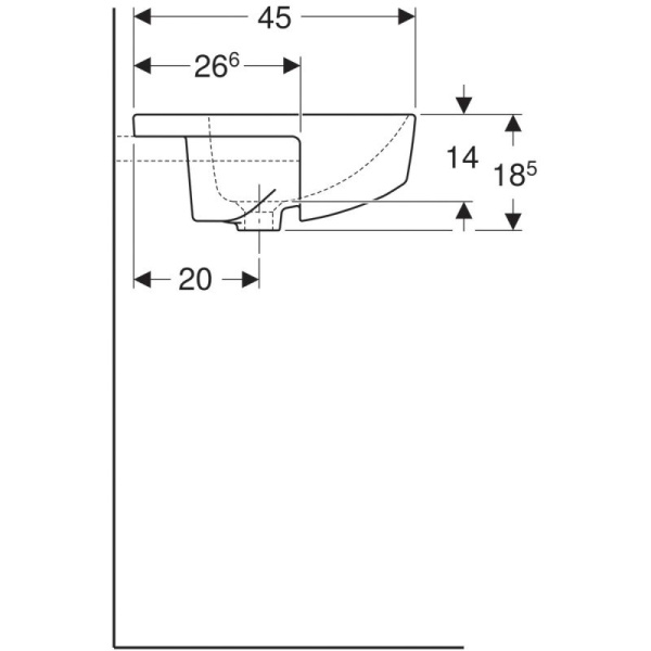Раковина встраиваемая сверху (55х45) Geberit Variform 500.681.01.1
