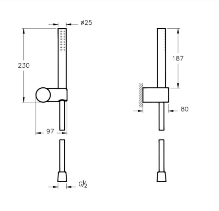 Душевой гарнитур с ручным душем Vitra Origin A4554326,  медный 