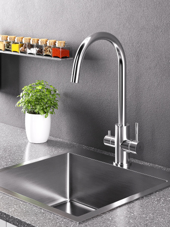 Смеситель для кухни однорычажный с каналом для питьевой воды Agger Zest A0700700 хром