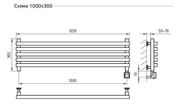 Полотенцесушитель ArtofSpace Cube Horizontal WACEH1000300RAL0000