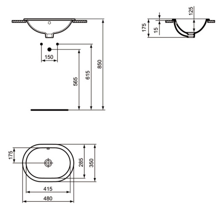 Раковина встраиваемая сверху Ideal Standard Connect E504501