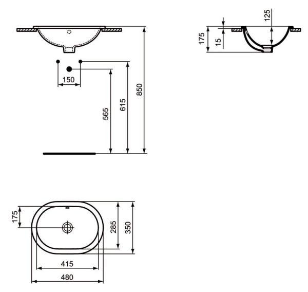 Раковина встраиваемая сверху Ideal Standard Connect E504501