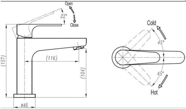 Смеситель для раковины Cezares Laconico LACONICO-C-LS25-BLC