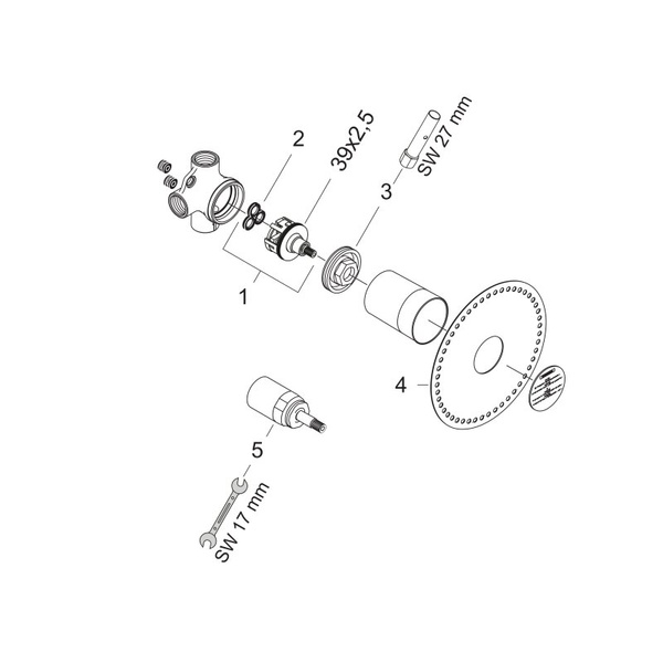 Скрытая часть запорного/переключающего вентиля Trio Universal Hansgrohe 15981180