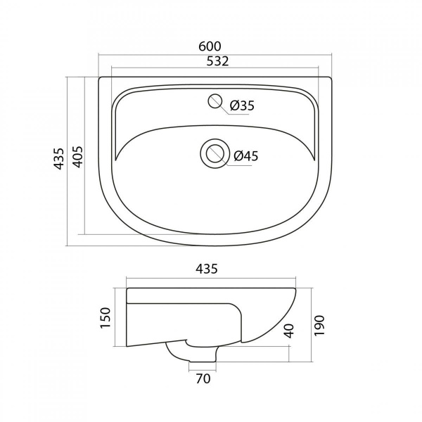 Раковина встраиваемая Onika Эллада 60 1WH110198