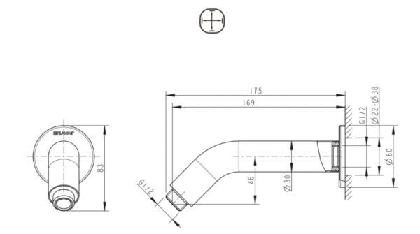 Кронштейн для верхнего душа Bravat Built-in (D312C-RUS)