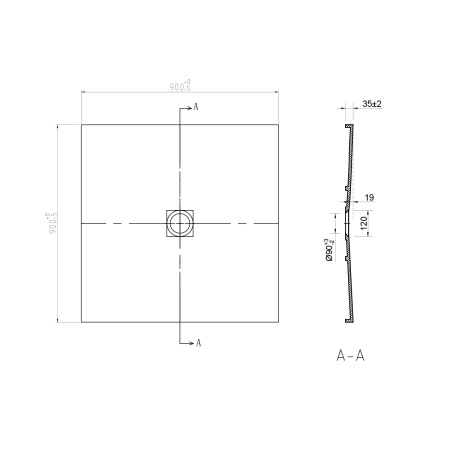 Душевой поддон из искусственного камня  (90х90) Vincea VST-2SR29090W,  белый матовый