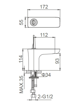 Смеситель для раковины WONZON & WOGHAND SHARK, хром WW-48B1101-CR