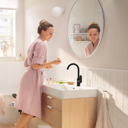 Смеситель для раковины с донным клапаном Hansgrohe Rebris S 72536670 черный матовый