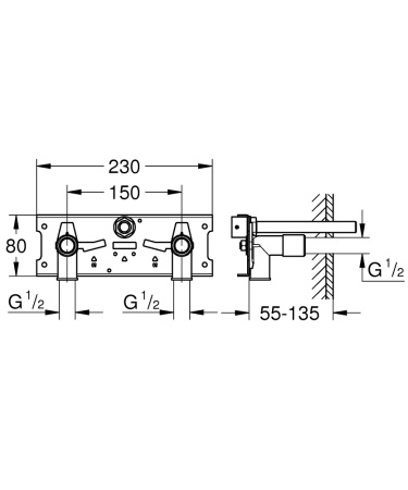 Комплект подключения GROHE Eurosmart Cosmopolitan E 39383 000 (39383000)