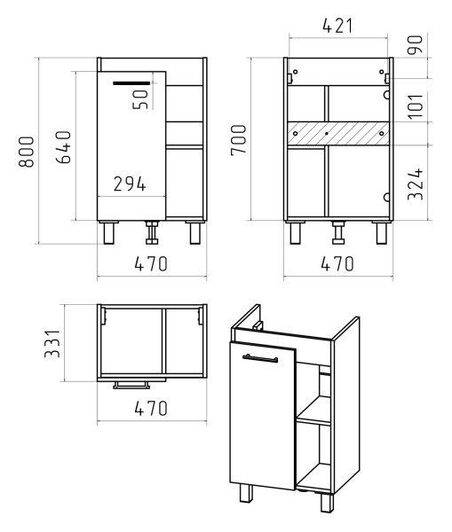 Тумба с раковиной Misty Крафт 50 УТ000013342