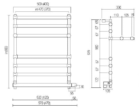 Полотенцесушитель электрический Margaroli Sole 5524706CRPB