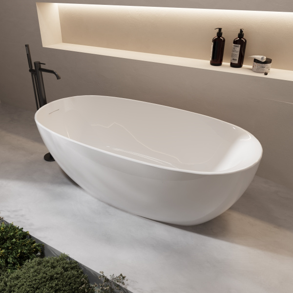 Ванна акриловая отдельностоящая (160х80) Vincea VBT-601-1600 белый глянец