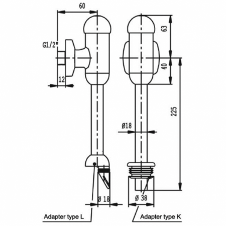 Смывной/сливной механизм для писсуара Ideal Standard, B6928AA