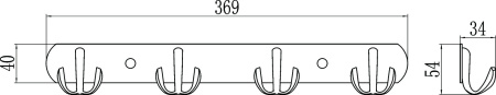 Планка с крючками 4 крючка Savol S-002254 в упаковке 2 шт