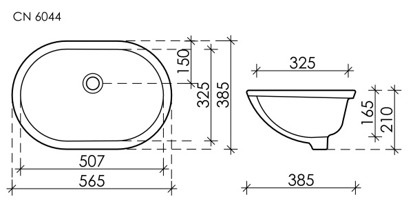 Раковина встраиваемая снизу (56,5х38,5) Ceramica Nova ELEMENT CN6044