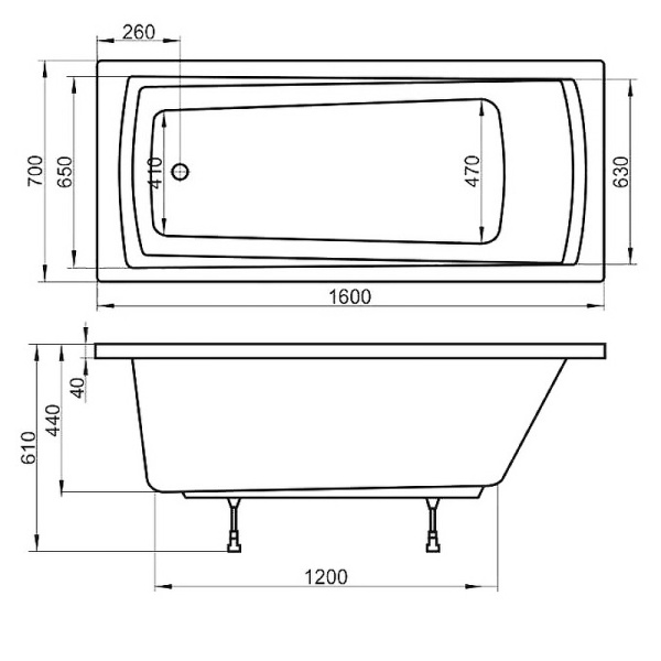 Акриловая ванна Ravak Domino Plus (160x70) C621R00000 Акриловая ванна Ravak Domino Plus (160x70) C621R00000