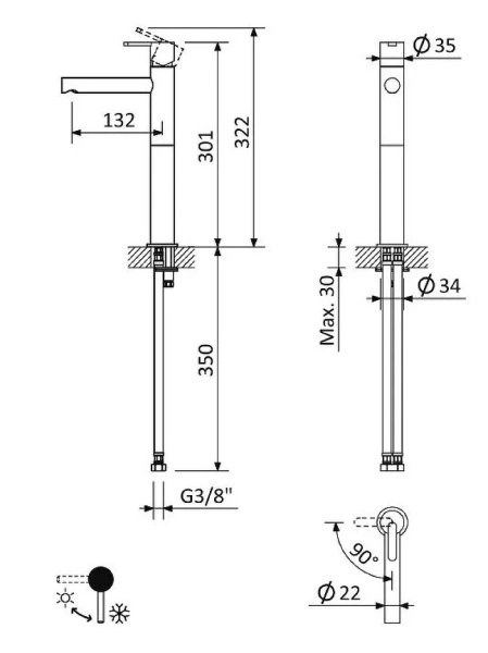 Смеситель для раковины Cezares Leaf LEAF-LC1-L-NOP Смеситель для раковины Cezares Leaf LEAF-LC1-L-NOP