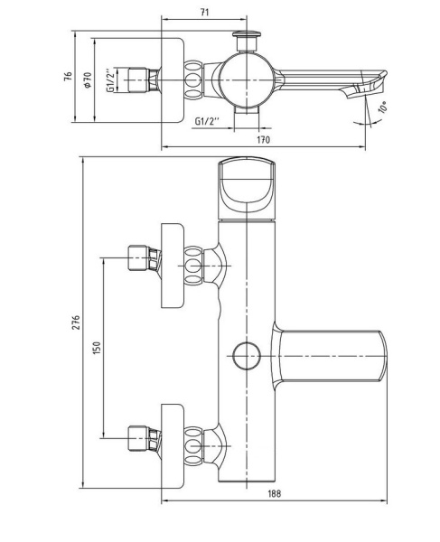 Смеситель для ванны E.C.A Myra 104102470EX