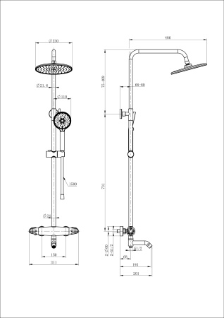 Душевая система с термостатом WONZON & WOGHAND CAPSULE, хром WW-B3031-A1-CR