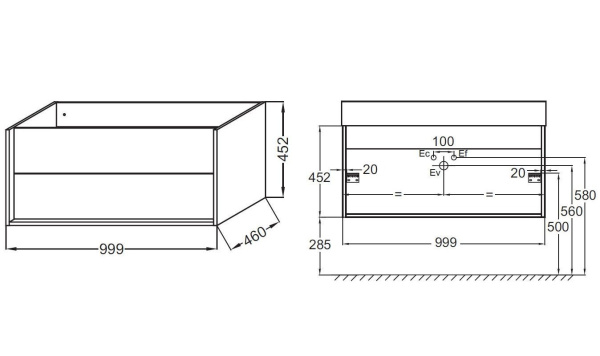 Тумба под раковину Jacob Delafon Vivienne 100 EB1585-N18-M76