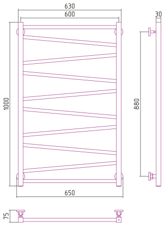 Полотенцесушитель Водяной Сунержа Сирокко (100х60) Золото 03-0253-1060