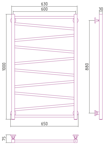 Полотенцесушитель Водяной Сунержа Сирокко (100х60) Матовый Черный 31-0253-1060 Полотенцесушитель Водяной Сунержа Сирокко (100х60) Матовый Черный 31-0253-1060