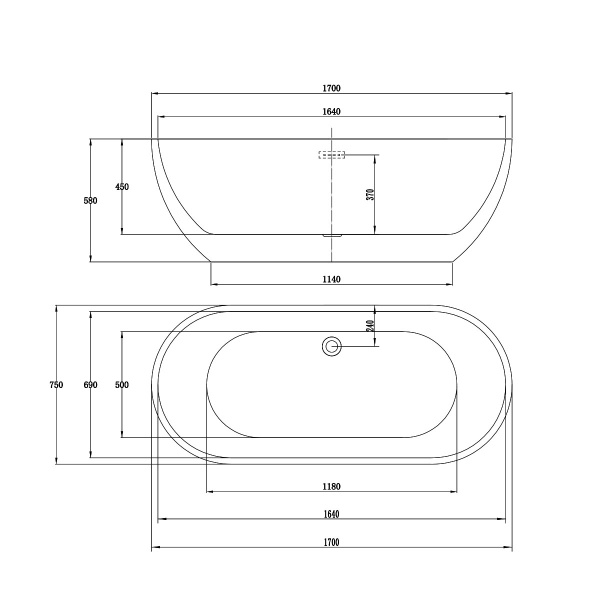 Ванна акриловая (170х75) Vincea VBT-109