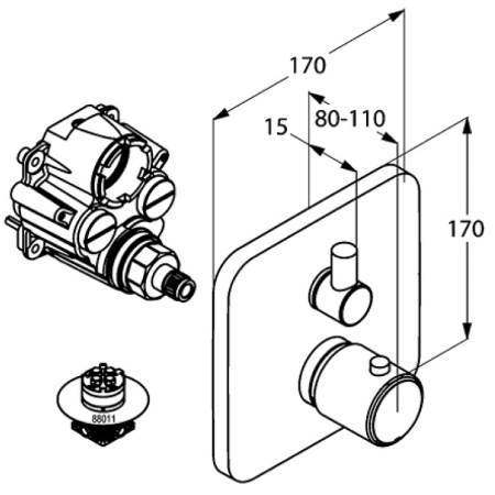 Встраиваемый смеситель для душа с термостатом Kludi E2 498350575