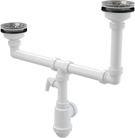 Сифон для сдвоенной мойки AlcaPlast A454P