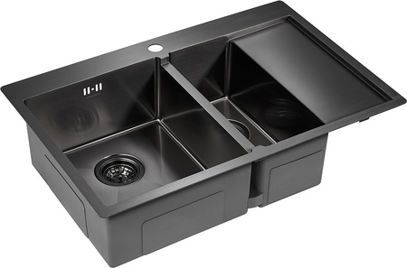 Кухонная мойка Paulmark  Liga PM227851-GML вороненая сталь левая