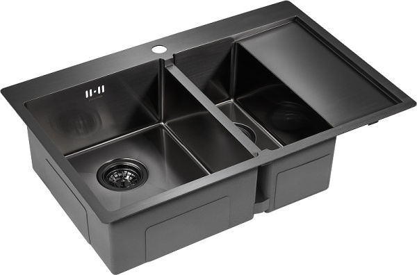 Кухонная мойка Paulmark  Liga PM227851-GML вороненая сталь левая