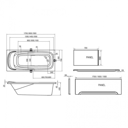 Ванна акриловая Ravak Vanda II (160x70) CP11000000
