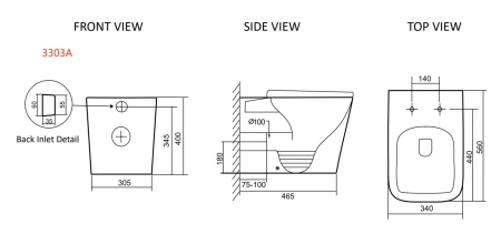 Унитаз приставной безободковый SantiLine SL-5021T