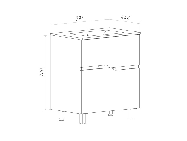 Тумба под раковину Runo Палермо 80 напольная  (00-00004158)