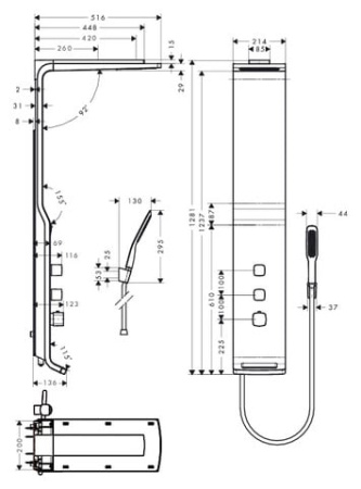 Душевая панель HANSGROHE Lift 27003400