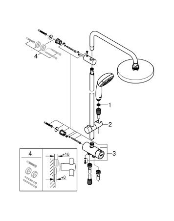 Душевая стойка Grohe New Tempesta System 200 27389 002 (27389002) хром Душевая стойка Grohe New Tempesta System 200 27389 002 (27389002) хром